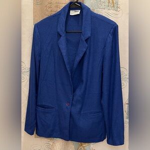 rrrrrruss colbalt blue womens one button blazer VTG USA Silk Blend Light Union L